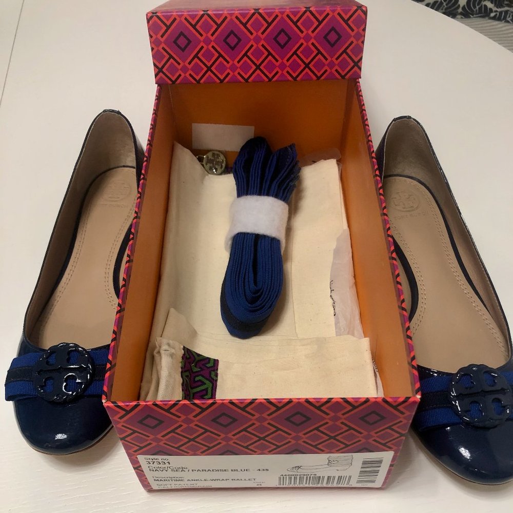 Tory Burch Maritime Ankle-Wrap Ballet Flats